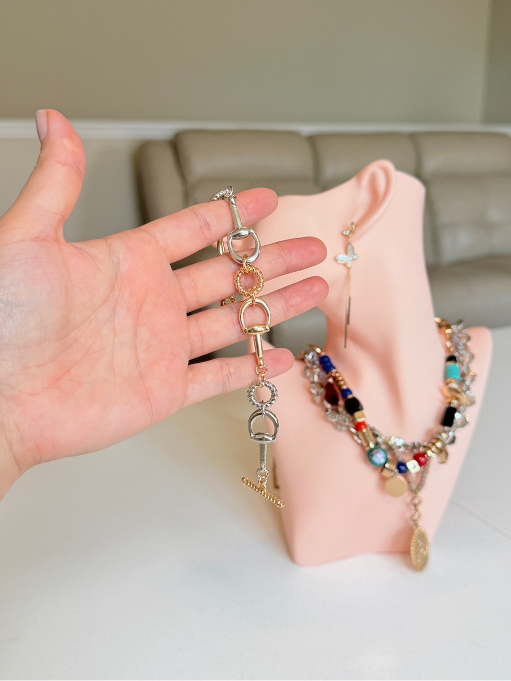 Gold and Silver Link Charm Bracelet - Picture 6 of 10